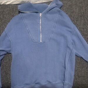 Aerie womens Zip-Up Blue Sweater